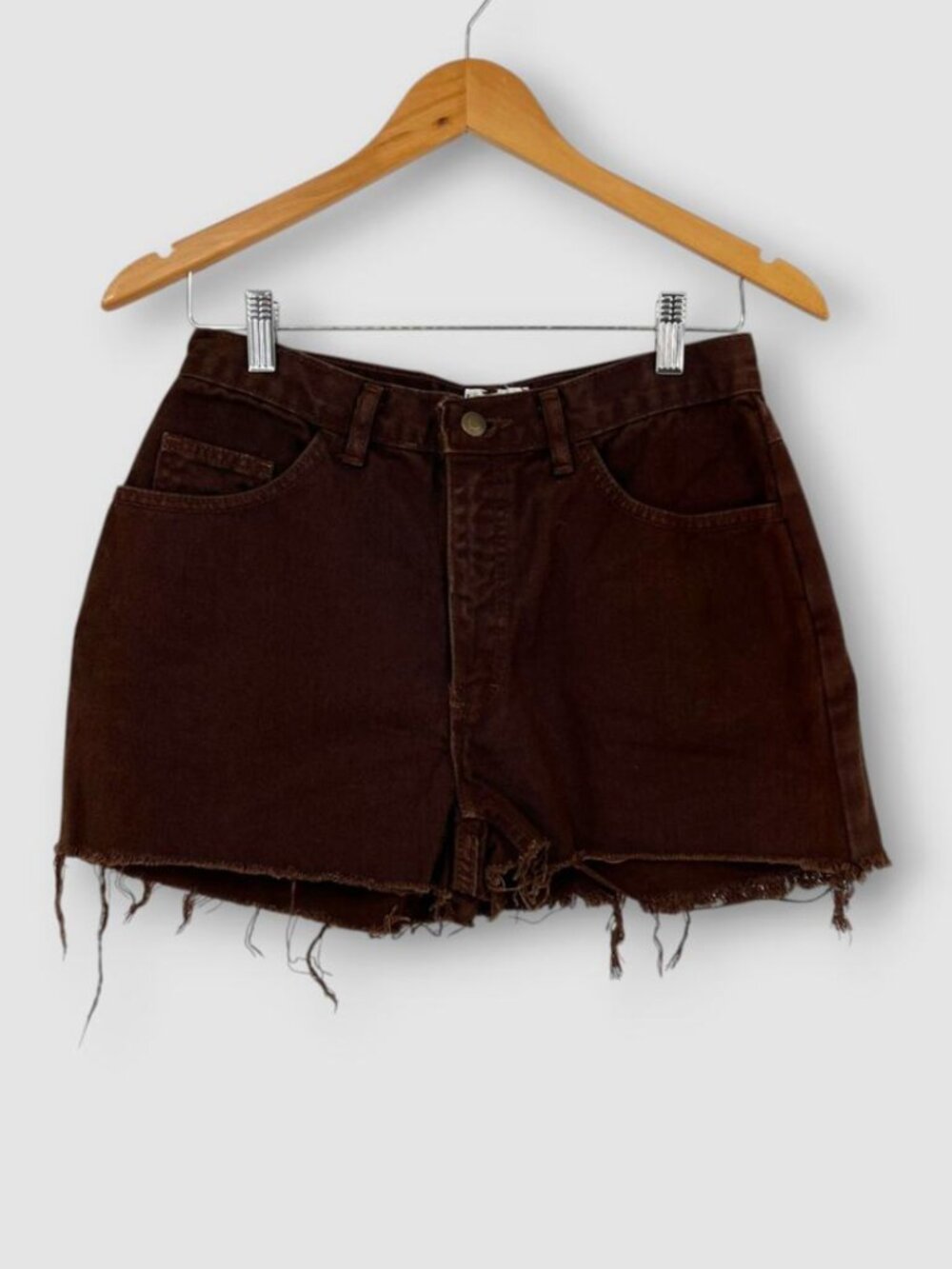 90s Vintage Moda International Brown Denim Cutoff Shorts Size 10